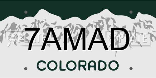 7AMAD Colorado License Plate