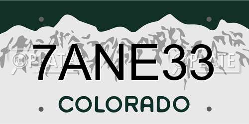 7ANE33 Colorado License Plate
