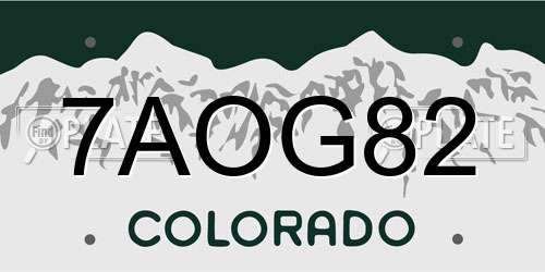 7AOG82 Colorado License Plate