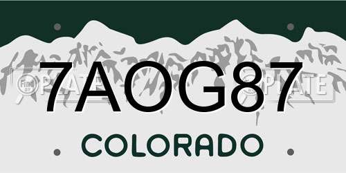 7AOG87 Colorado License Plate