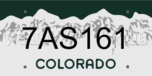 7AS161 Colorado License Plate