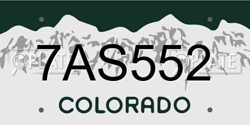 7AS552 Colorado License Plate