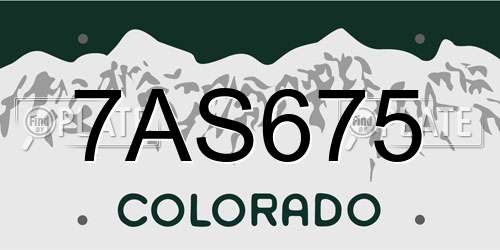 7AS675 Colorado License Plate