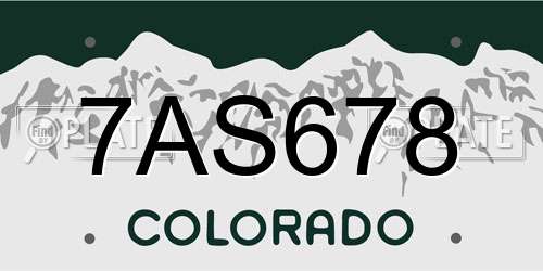 7AS678 Colorado License Plate