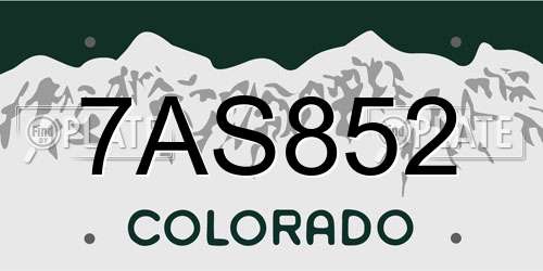 7AS852 Colorado License Plate