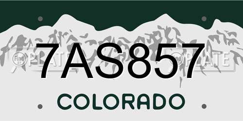 7AS857 Colorado License Plate