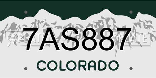 7AS887 Colorado License Plate