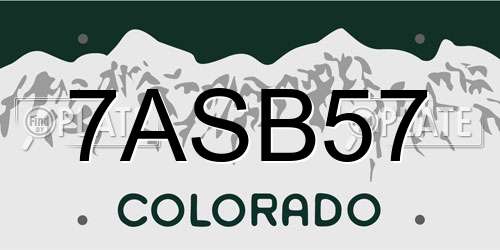 7ASB57 Colorado License Plate