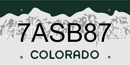 7ASB87 Colorado License Plate