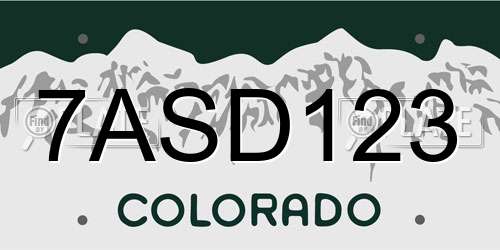 7ASD123 Colorado License Plate