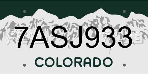 7ASJ933 Colorado License Plate