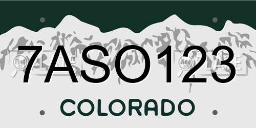 7ASO123 Colorado License Plate