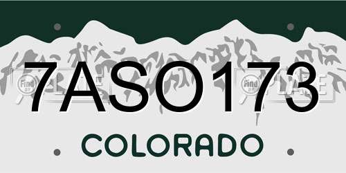 7ASO173 Colorado License Plate