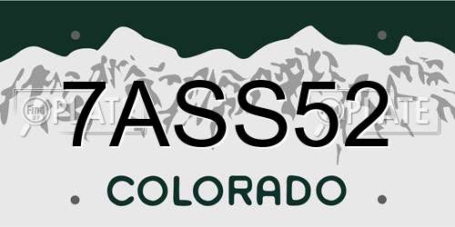 7ASS52 Colorado License Plate