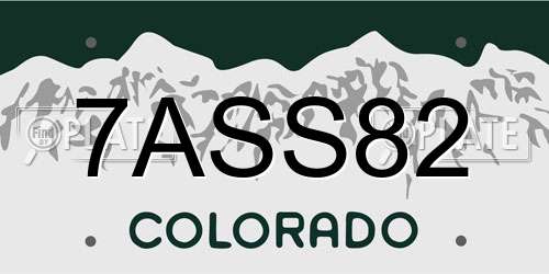 7ASS82 Colorado License Plate