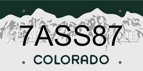 7ASS87 Colorado License Plate