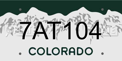 7AT104 Colorado License Plate