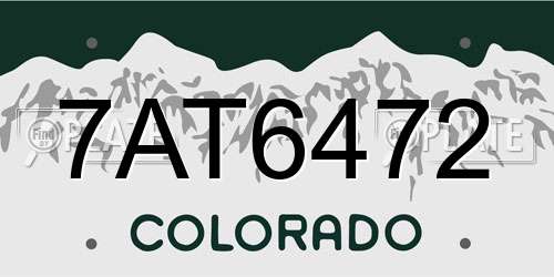 7AT6472 Colorado License Plate