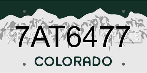 7AT6477 Colorado License Plate