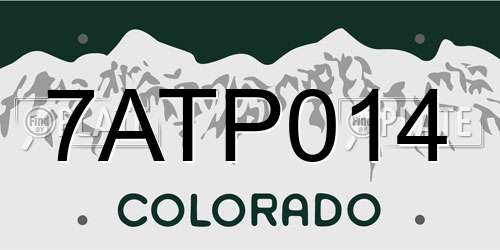 7ATP014 Colorado License Plate