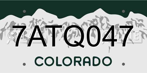 7ATQ047 Colorado License Plate