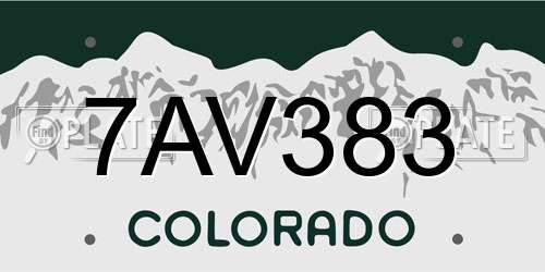7AV383 Colorado License Plate