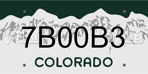 7B00B3 Colorado License Plate