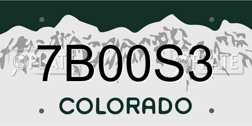 7B00S3 Colorado License Plate