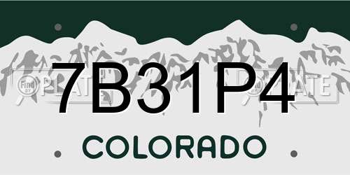 7B31P4 Colorado License Plate