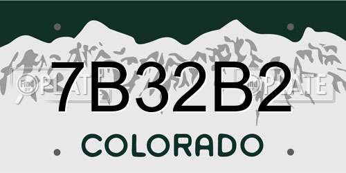 7B32B2 Colorado License Plate