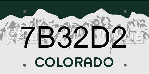 7B32D2 Colorado License Plate