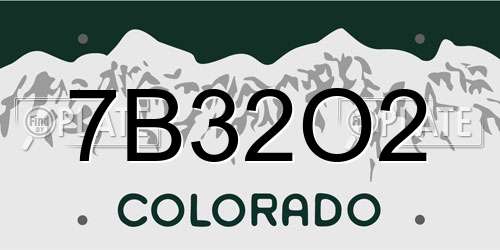 7B32O2 Colorado License Plate