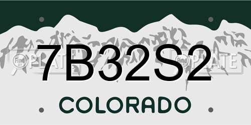 7B32S2 Colorado License Plate