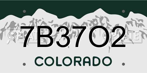 7B37O2 Colorado License Plate