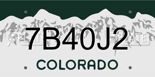 7B40J2 Colorado License Plate