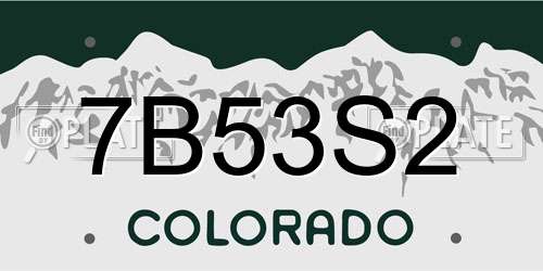 7B53S2 Colorado License Plate