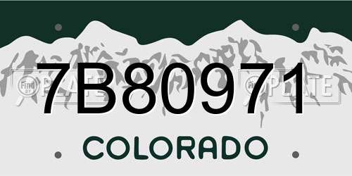 7B80971 Colorado License Plate