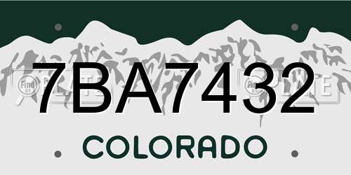 7BA7432 Colorado License Plate