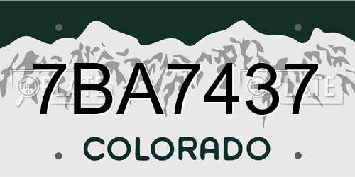 7BA7437 Colorado License Plate