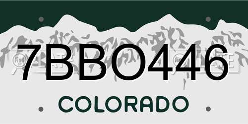 7BBO446 Colorado License Plate