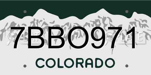7BBO971 Colorado License Plate