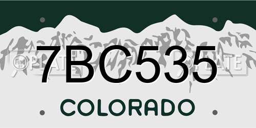 7BC535 Colorado License Plate
