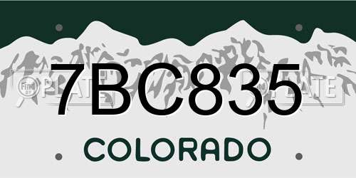 7BC835 Colorado License Plate