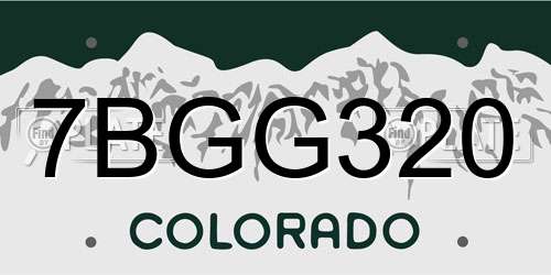7BGG320 Colorado License Plate