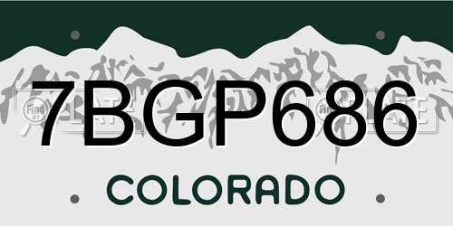7BGP686 Colorado License Plate