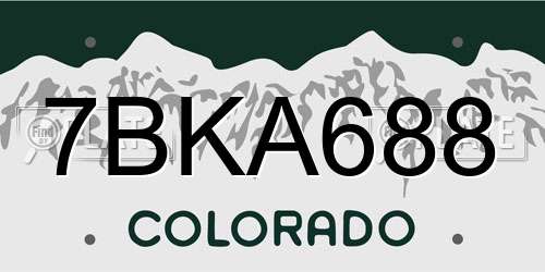 7BKA688 Colorado License Plate