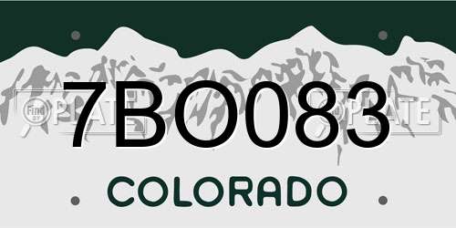 7BO083 Colorado License Plate