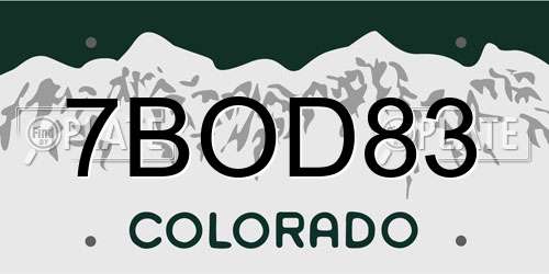 7BOD83 Colorado License Plate