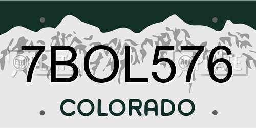 7BOL576 Colorado License Plate