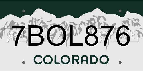 7BOL876 Colorado License Plate